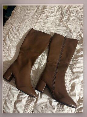 Brown leather boots